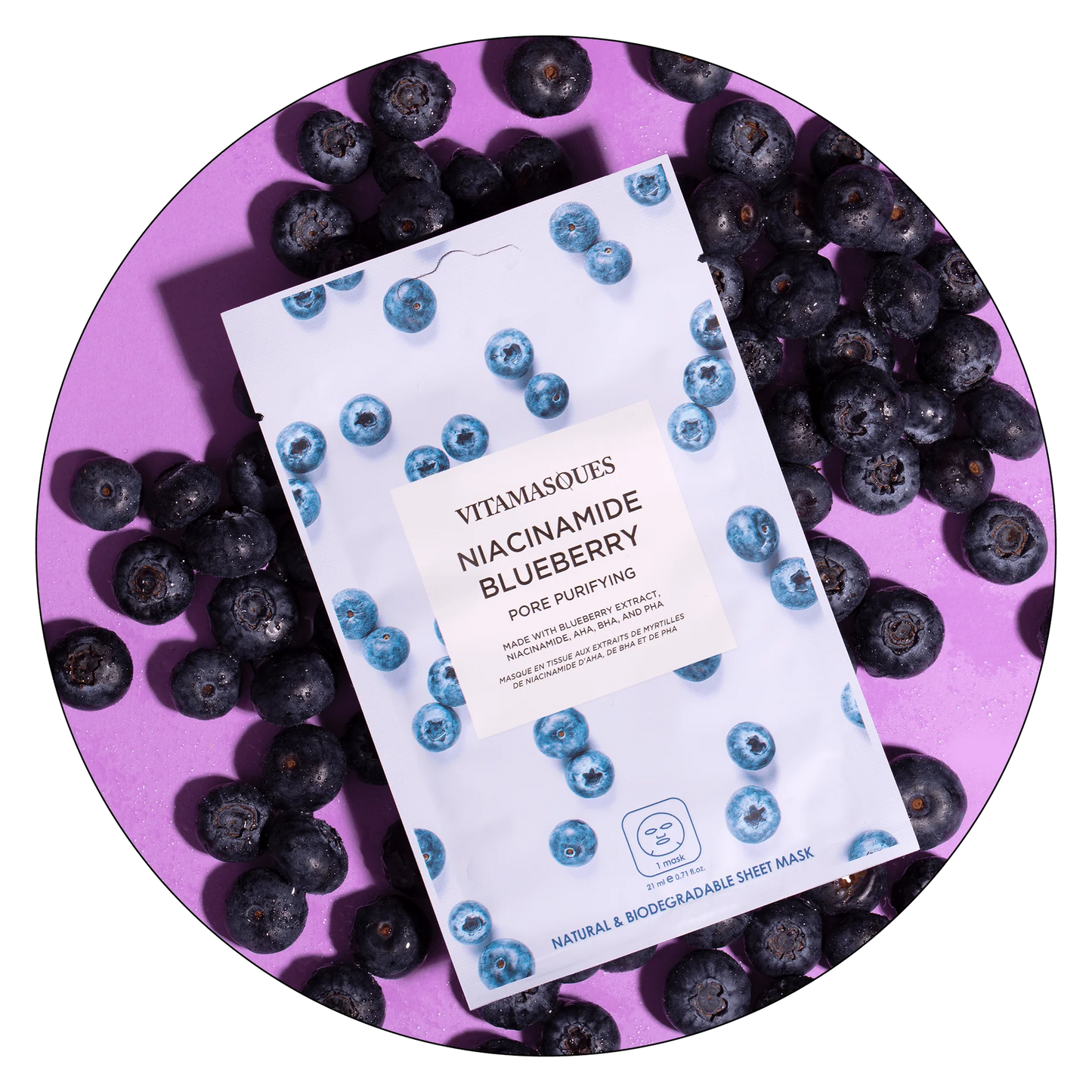 Niacinamide Blueberry Face Sheet Mask | Vitamasques