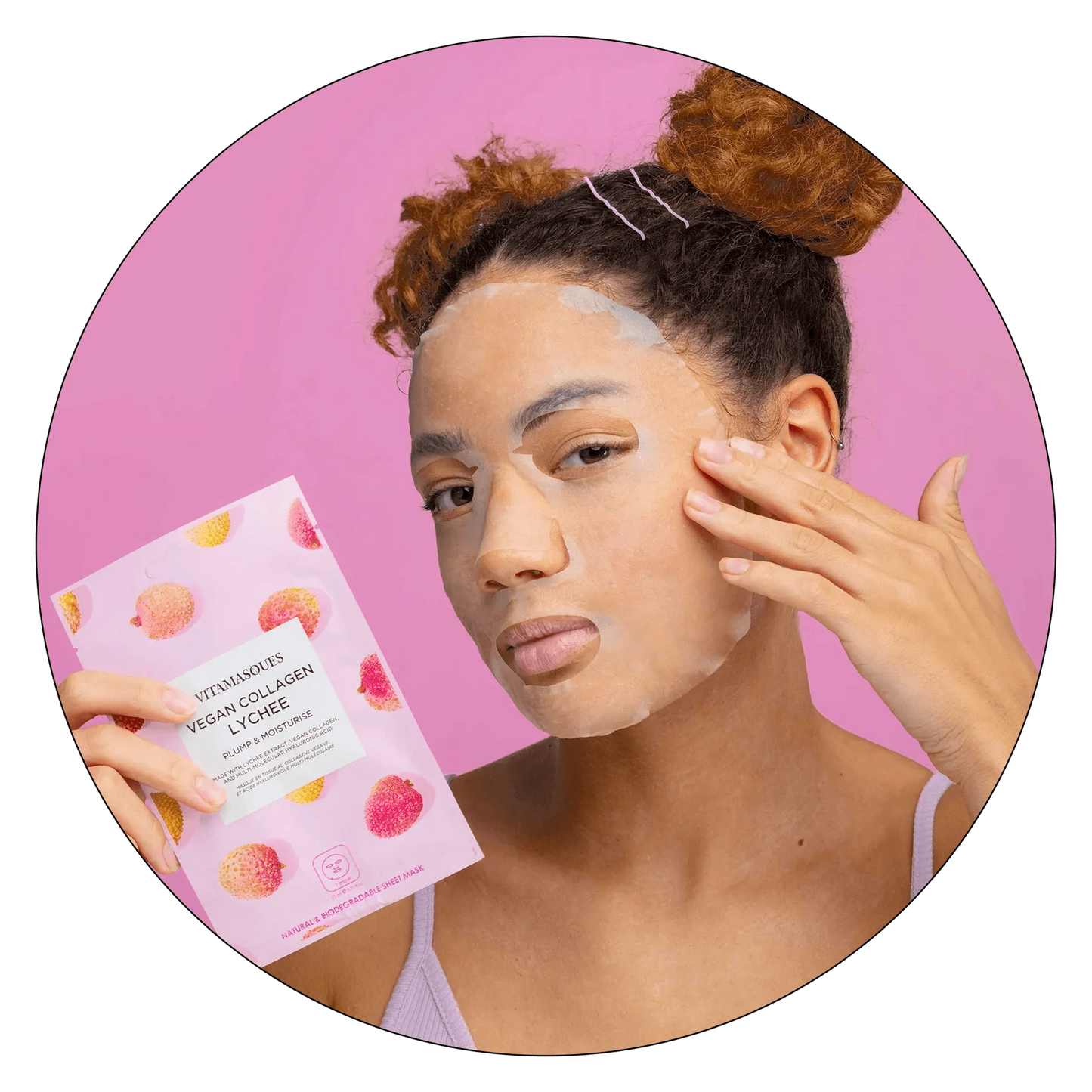 Vegan Collagen Lychee Face Sheet Mask | Vitamasques