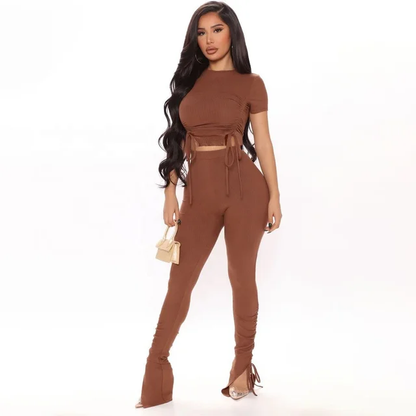 Crop Slit Pant Set