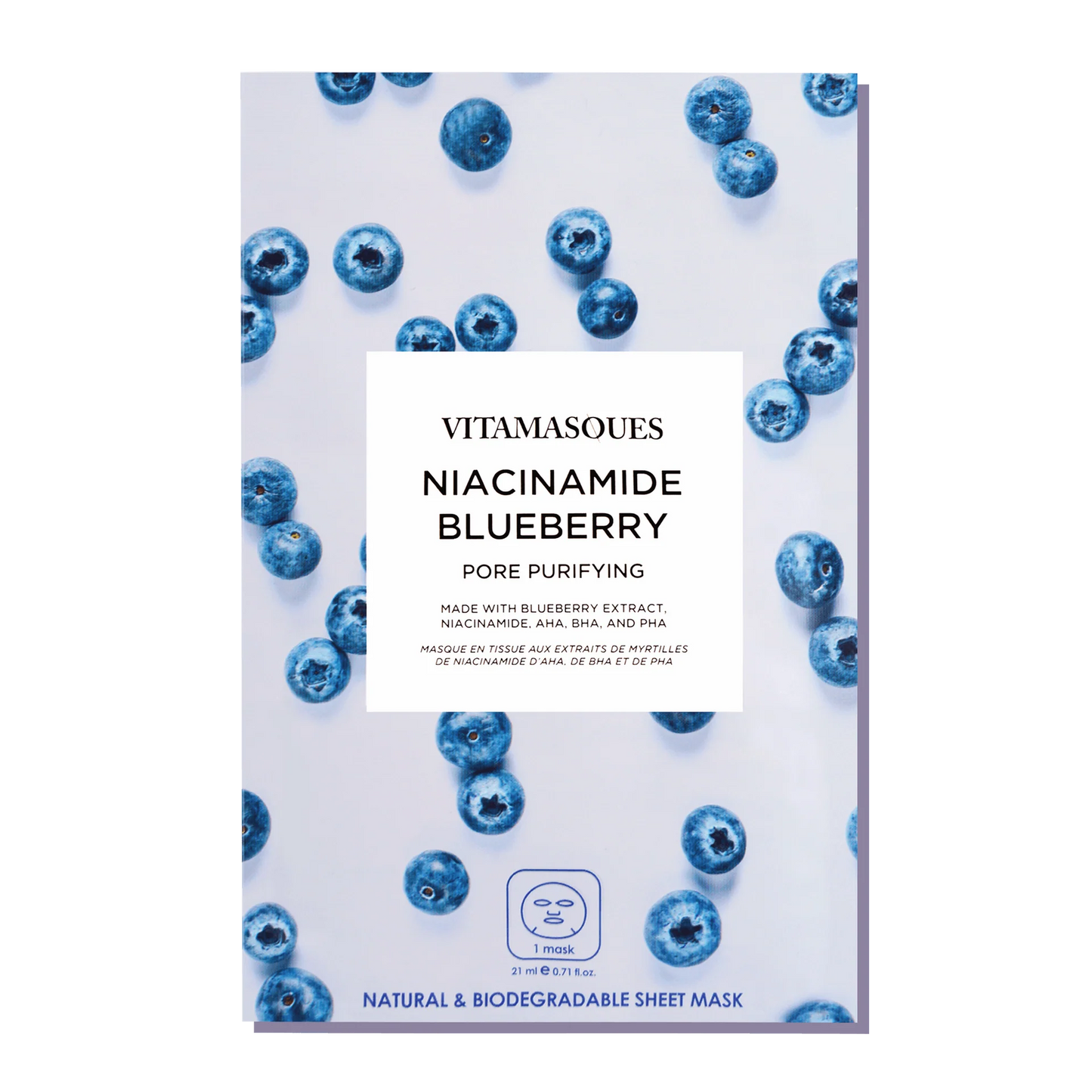 Niacinamide Blueberry Face Sheet Mask | Vitamasques