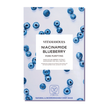 Niacinamide Blueberry Face Sheet Mask | Vitamasques