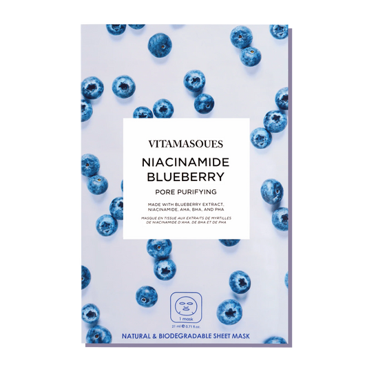 Niacinamide Blueberry Face Sheet Mask | Vitamasques