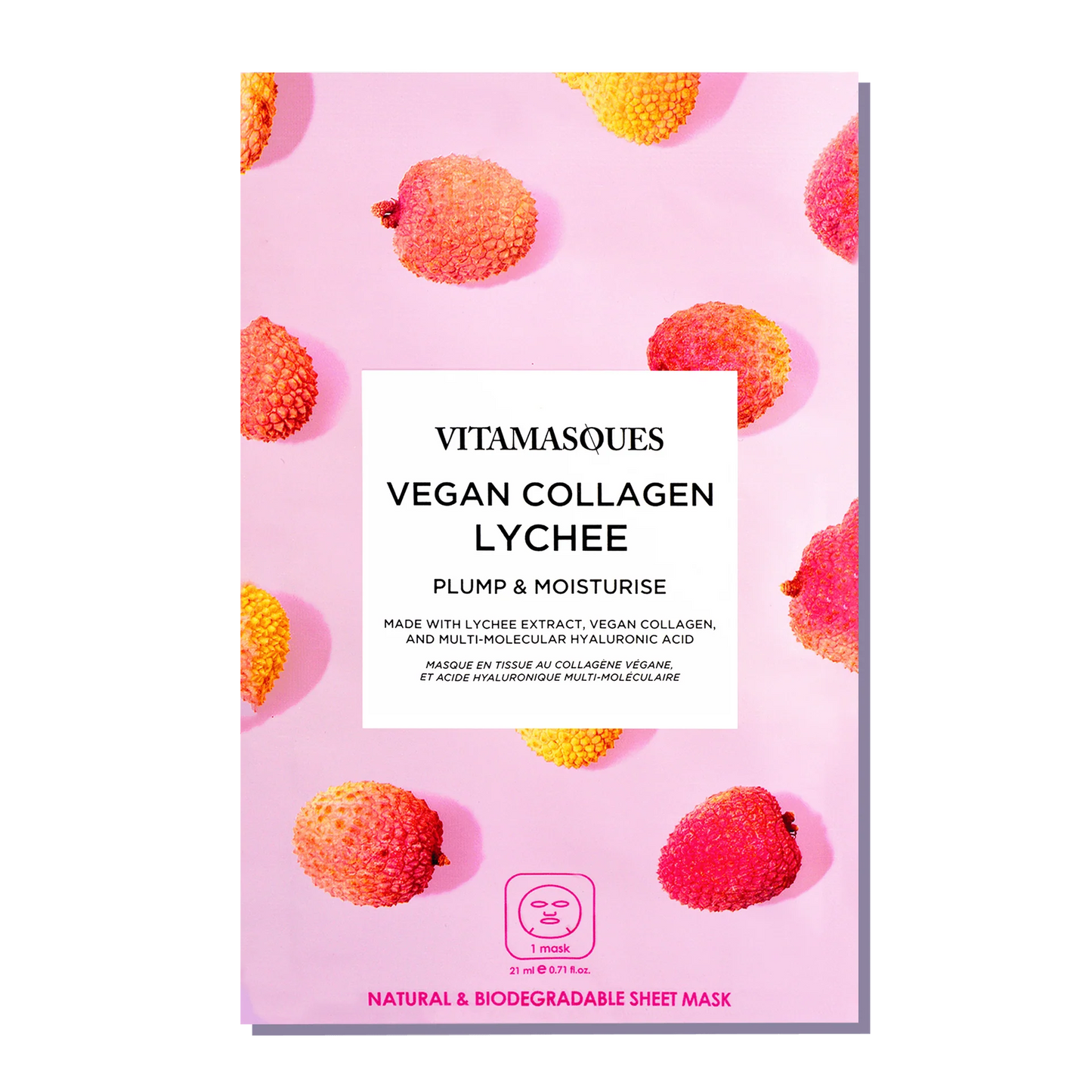 Vegan Collagen Lychee Face Sheet Mask | Vitamasques