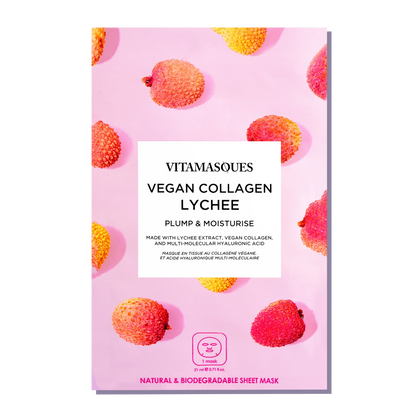 Vegan Collagen Lychee Face Sheet Mask | Vitamasques