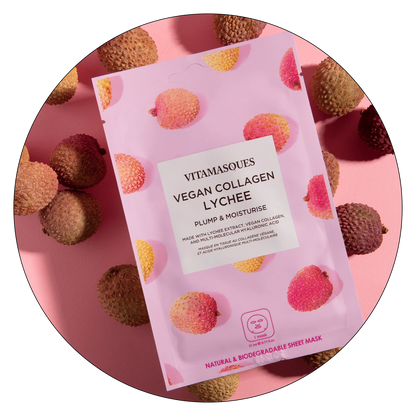 Vegan Collagen Lychee Face Sheet Mask | Vitamasques